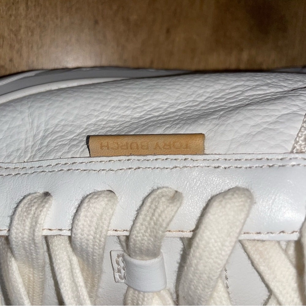 Tory Burch Ladybug Sneakers White and Tan Leather Like New! Size 7.5 M - Picture 7 of 14